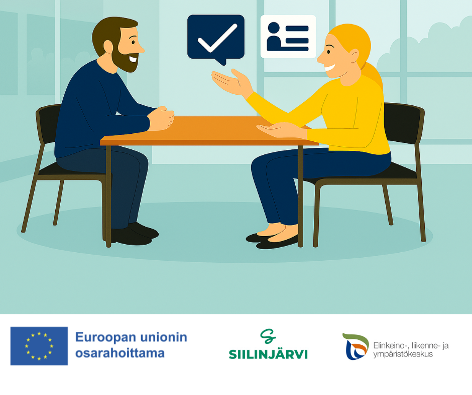 Työhönvalmennuksen tilanne, jossa ohjeistetaan CV:n laatimista.