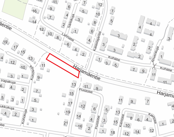 karttakuva Harjamäentieltä.