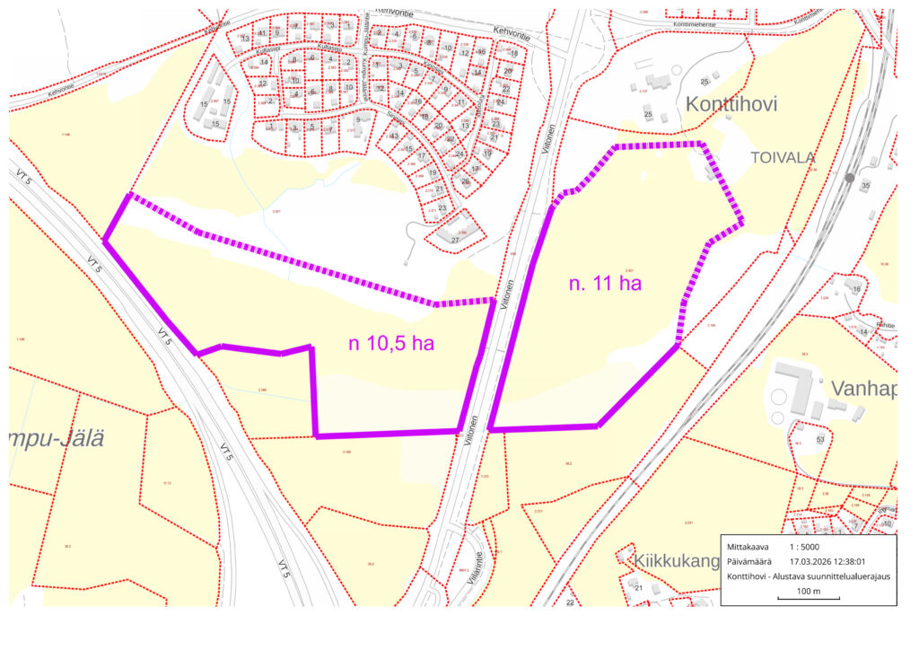 Karttakuva Konttihovin alueesta.