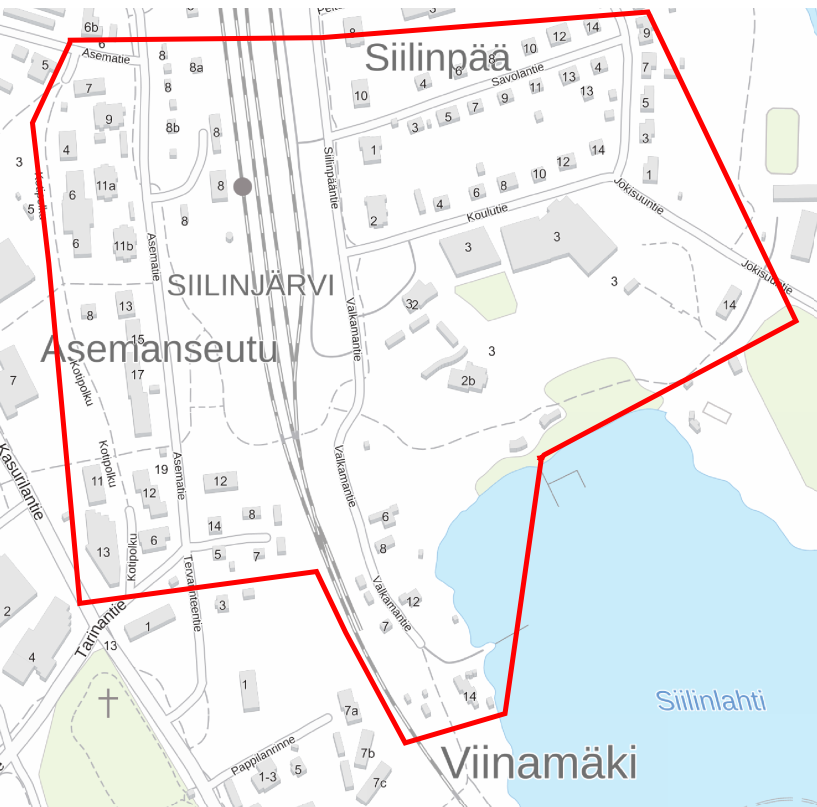 karttakuva alueesta Siilinjärvellä.