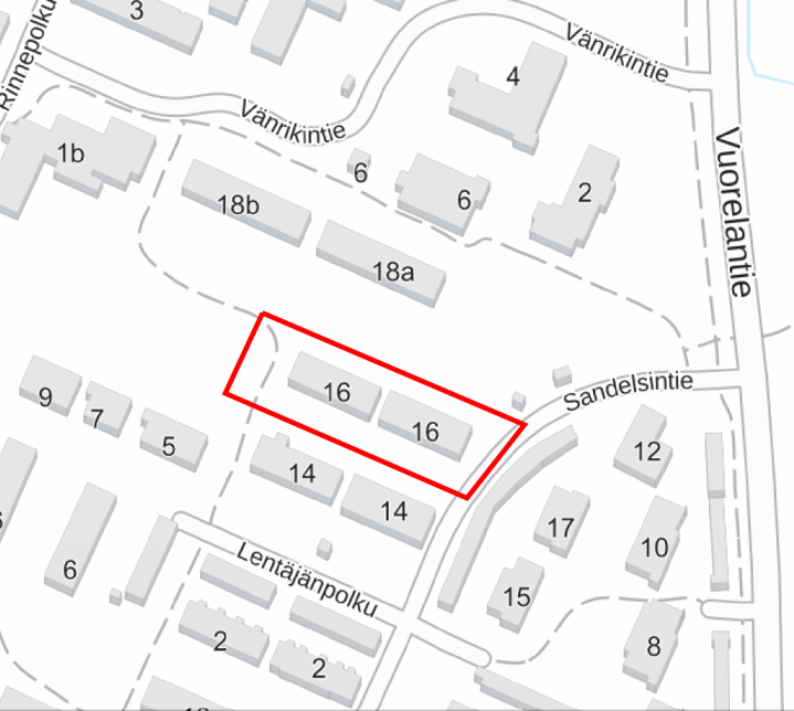 Karttakuva Sandelsintieltä