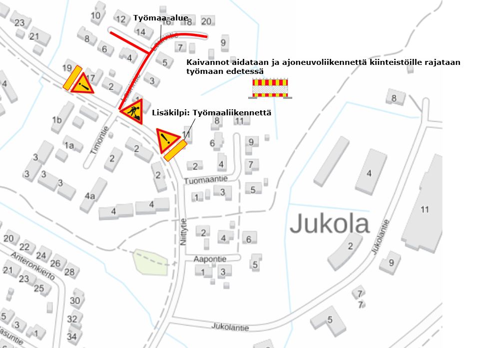 karttakuva Laurintien työmaasta.